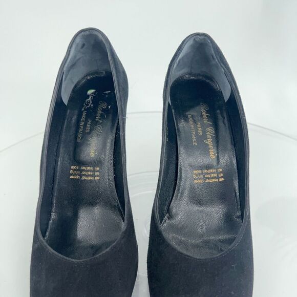 Robert Clergerie France Women's Pump Size 7 Square Toe Heel Black Suede Shoe - Picture 5 of 16